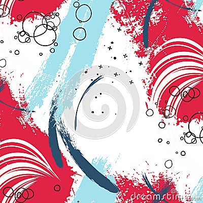 Paint background poster. Stain trendy scrapbook cover, modern fabric contrast red blue print. Fashionable creative Vector Illustration