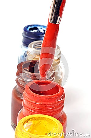 Paint bottles Stock Photo