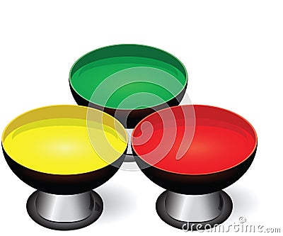 Paint in bowls Vector Illustration