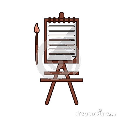 Paint brush and board school tool design Cartoon Illustration