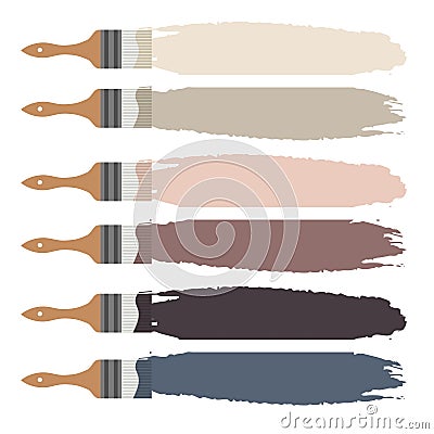 Paint brush icon and color swatch strokes. Vector Illustration