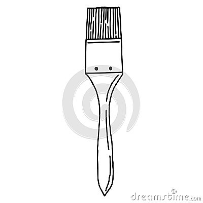 Paint brush on an isolated white background. Black hand draw outline. Back to school, office. Vector illustration Vector Illustration