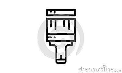 Paint brush line icon, outline sign, linear style pictogram isolated on white. Symbol, logo illustration. Vector Illustration