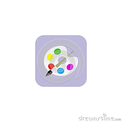 Paint brush with palette icon. Flat design style. White background. EPS 10 Stock Photo