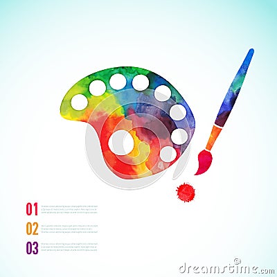 Paint brush with palette icon vector, art palette Vector Illustration