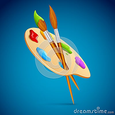 Paint Brush and Pallet Vector Illustration