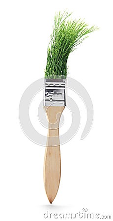 Paint Brush with Pine Leaves Stock Photo
