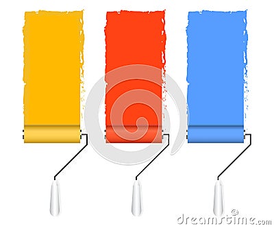 Paint brush and paint roller. Vector Illustration