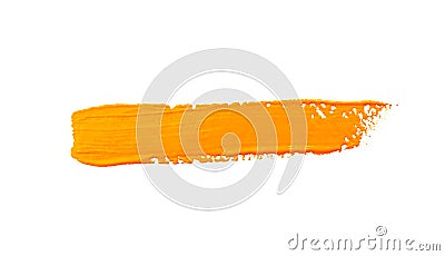 Paint brush stroke texture ochre yellow watercolor isolated on a white Stock Photo