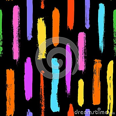 Paint brush strokes colorful textures shapes seamless pattern Vector Illustration