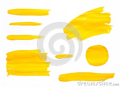 Paint brush strokes texture yellow watercolor Stock Photo