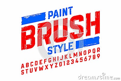 Paint brush style modern font Vector Illustration