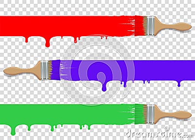 Paint brush tool set isolated on transparent background Vector Illustration