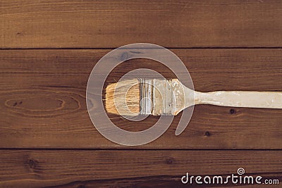 Paint brush on a wooden background Stock Photo