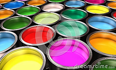 Paint buckets Stock Photo