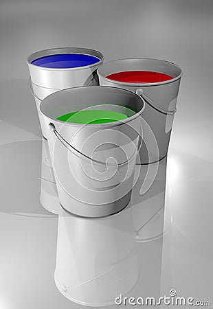 Paint buckets Stock Photo