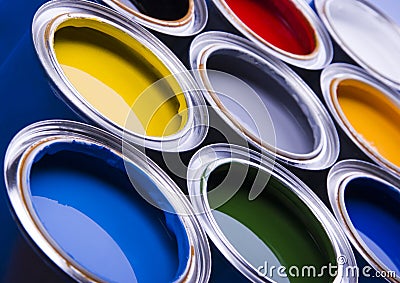 Paint and cans Stock Photo