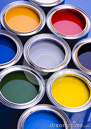 Paint and cans Stock Photo