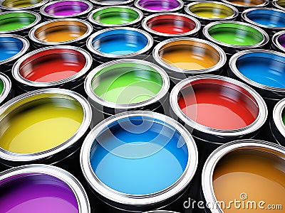 Paint cans color palette Stock Photo