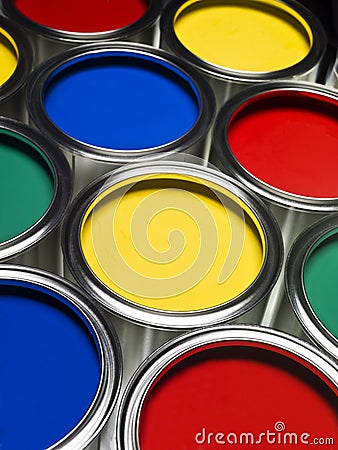 Paint cans full frame Stock Photo