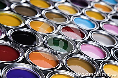 Paint cans palette, Creativity concept Stock Photo