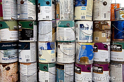 Paint cans recycling Editorial Stock Photo