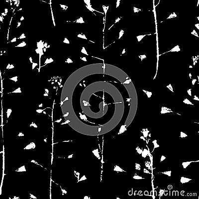 Paint Capsella bursa pastoris for design use. Abstract imprint seamless background. Vector art illustration grunge leaf Vector Illustration