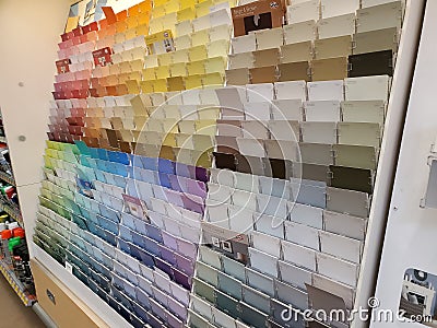 Paint color swatches at home goods store diy Editorial Stock Photo