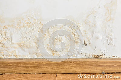 Paint color swelling on old white wall Stock Photo