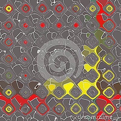 Paint colorful dotted spots. Grunge element for modern design. Emotional art. Abstract background. Gray, red and yellow. Stock Photo