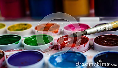 Paint for drawing color art paint brush Stock Photo