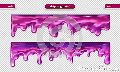 Paint dripping. Glossy surface. Vector set. Eps 10 Vector Illustration