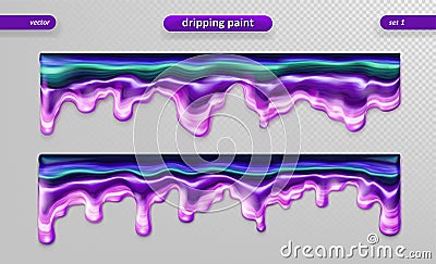 Paint dripping. Glossy surface. Vector set. Eps 10 Vector Illustration