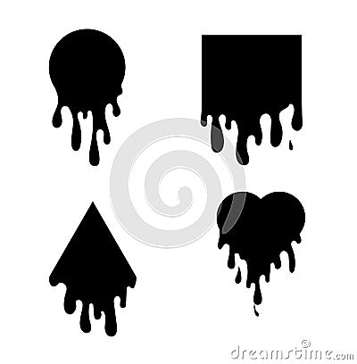 Paint dripping set. Black dripping liquid for glasses.Paint flows abstract. Current paint, stains. Current drops falling. Current Vector Illustration