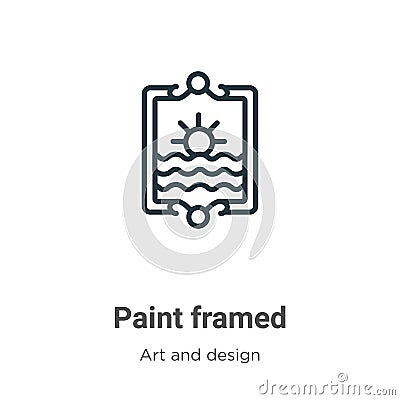 Paint framed outline vector icon. Thin line black paint framed icon, flat vector simple element illustration from editable art and Vector Illustration