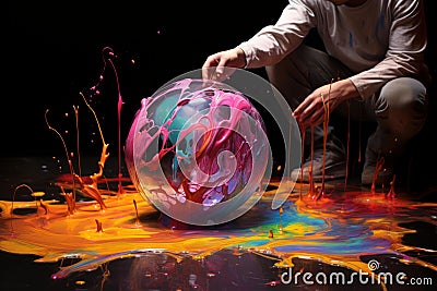 Paint glob 3d art. Generate Ai Stock Photo
