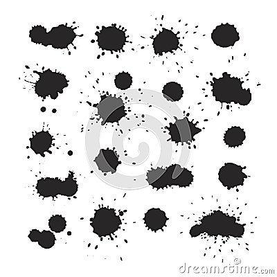 Paint grey splat set. Ink drops vector illustration. Vector Illustration