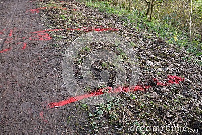 Paint markings to locate a gas leak Stock Photo