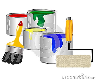Paint and painting tools Stock Photo