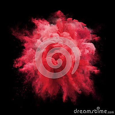 Paint powder red color explosion particle dust cloud splash abstract texture background Stock Photo