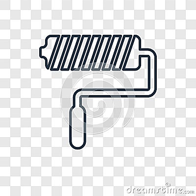 Paint Roller concept vector linear icon on transparent Vector Illustration