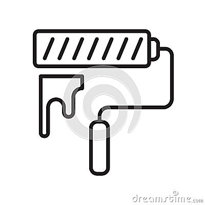 Paint roller icon vector isolated on white background, Paint roller sign , line or linear design elements in outline style Vector Illustration