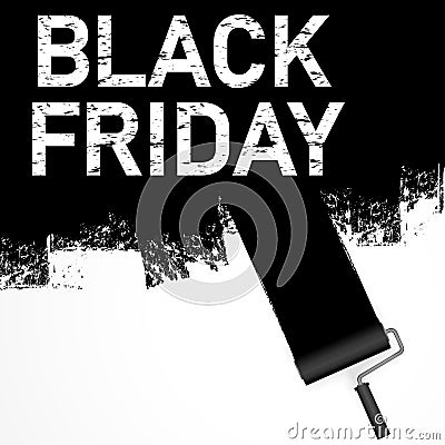 paint roller painting BLACK FRIDAY Vector Illustration