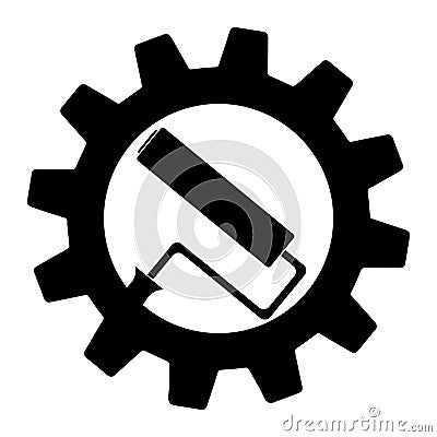 Paint roller solid icon in gear. Paint tool glyph style design, designed for web Vector Illustration