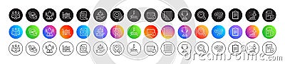 Paint roller, Square area and Brand line icons. For web app, printing. Round icon buttons. Vector Vector Illustration