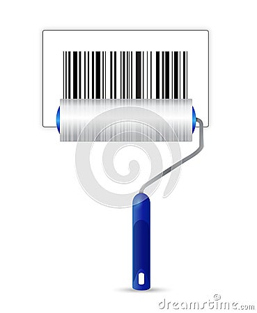 Paint roller and upc bar code illustration design Cartoon Illustration