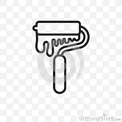 Paint roller vector linear icon isolated on transparent background, Paint roller transparency concept can be used for web and mobi Vector Illustration