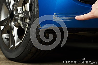 Paint scratch on car Stock Photo