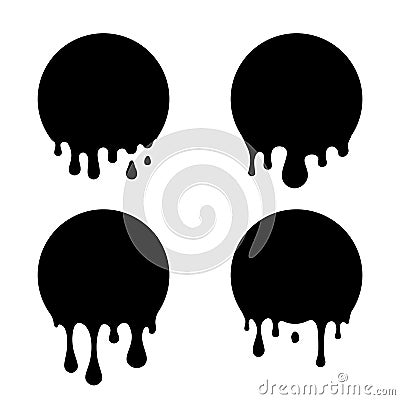 Paint splash stickers. Circle drop milk logo. Paint black vector flows Vector Illustration