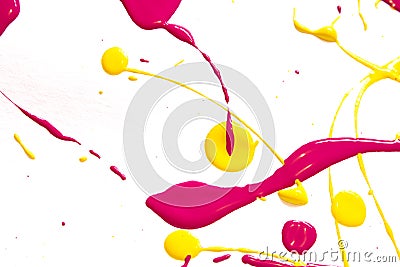 Yellow and Pink Paint Splats and Abstract Background Decoration Stock Photo